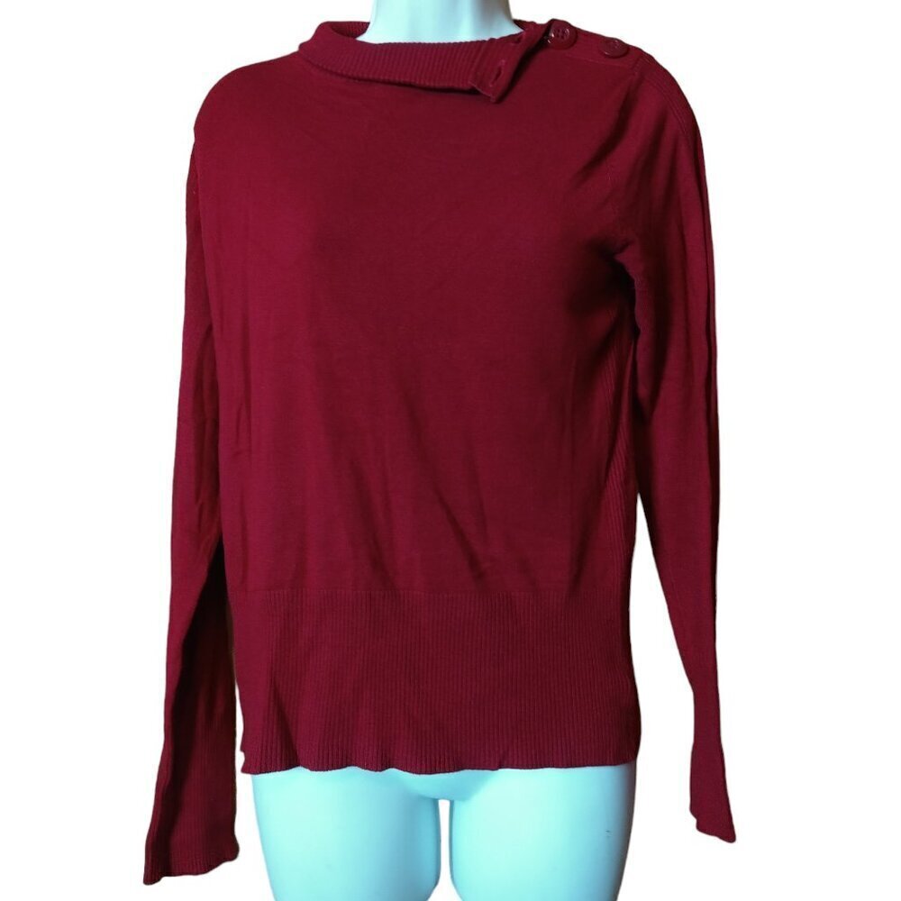 Apostrophe Stretch Size Medium (10-12) Button Shoulder Red Pullover Sweater